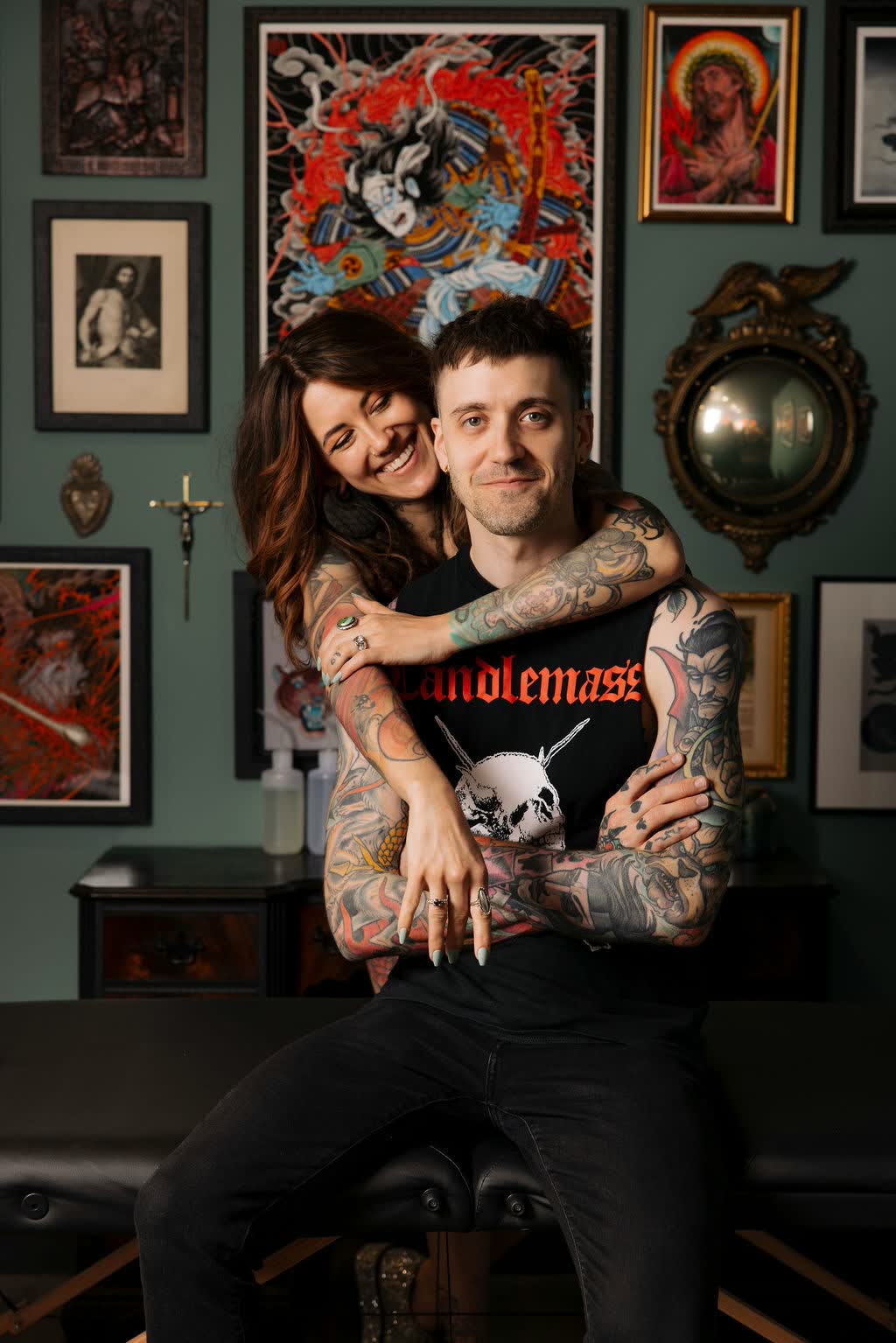 English and Christopher Cousins in the studio